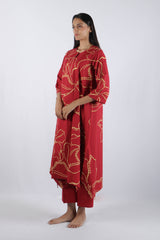 Red Floral Poplin Kurta