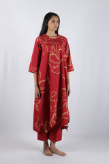Red Floral Poplin Kurta