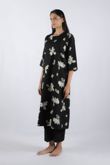 Black Floral Poplin Kurta