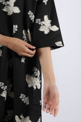 Black Floral Poplin Kurta