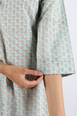 Blue Hand Block Printed Cotton Straight Kurta