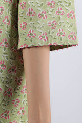Green Floral Hand Block Printed Cotton Kurta