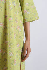 Green Hand Block Printed Cotton Kurta