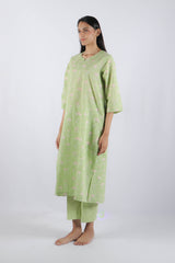 Green Hand Block Printed Cotton Kurta