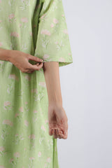 Green Hand Block Printed Cotton Kurta