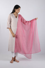 Pink Kota Doria Dupatta