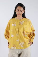 Cotton Poplin Kaftan Top - Yellow