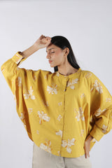 Cotton Poplin Kaftan Top - Yellow