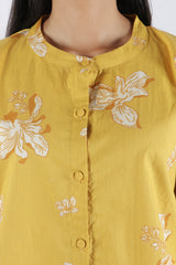 Cotton Poplin Kaftan Top - Yellow