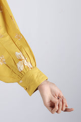 Cotton Poplin Kaftan Top - Yellow
