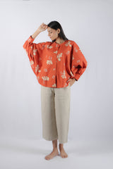 Rust Cotton Poplin Kaftan Top