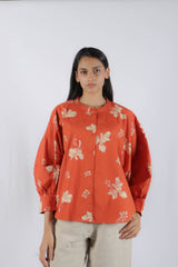 Rust Cotton Poplin Kaftan Top