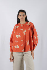 Rust Cotton Poplin Kaftan Top