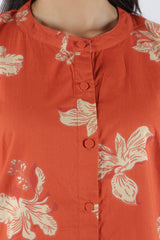 Rust Cotton Poplin Kaftan Top