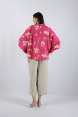 Pink Floral Poplin Kaftan Top
