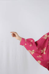 Pink Floral Poplin Kaftan Top