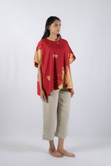 Maroon Floral Poplin Kaftan Top
