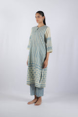 White Hand Block Printed Cotton Kurta