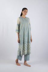 White Hand Block Printed Cotton Kurta
