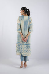 White Hand Block Printed Cotton Kurta