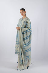 White Ajrakh Block Printed Cotton Dupatta