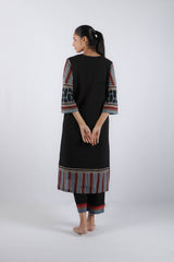 Black Hand-Block Ajrakh Printed Cotton Straight Kurta