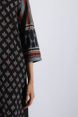 Black Hand-Block Ajrakh Printed Cotton Straight Kurta