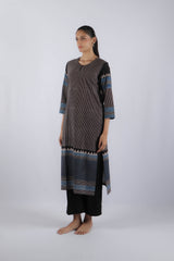 Black Ajrakh Block Printed Cotton Straight Kurta