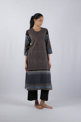 Black Ajrakh Block Printed Cotton Straight Kurta