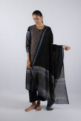Black Ajrakh Block Printed Cotton Dupatta
