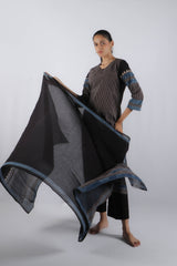 Black Ajrakh Block Printed Cotton Dupatta
