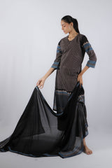 Black Ajrakh Block Printed Cotton Dupatta