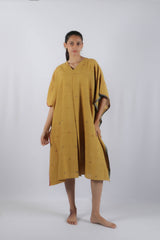 Yellow Malkha Cotton Jamdani Kaftan