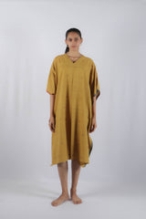 Yellow Malkha Cotton Jamdani Kaftan
