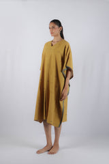 Yellow Malkha Cotton Jamdani Kaftan