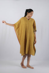 Yellow Malkha Cotton Jamdani Kaftan