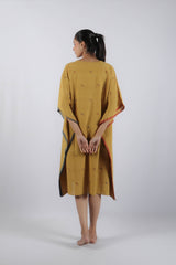 Yellow Malkha Cotton Jamdani Kaftan