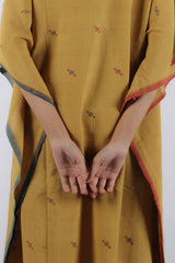 Yellow Malkha Cotton Jamdani Kaftan