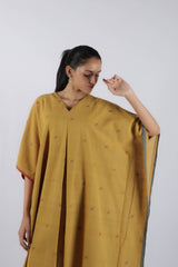 Yellow Malkha Cotton Jamdani Kaftan