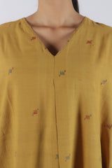 Yellow Malkha Cotton Jamdani Kaftan
