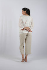 White Jamdani Cotton V-Neck Top