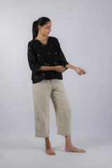 Black Handwoven Jamdani Floral Top