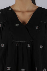 Black Handwoven Jamdani Floral Top