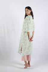 Green Floral Hand Block Printed Cotton Kurta