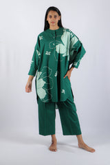 Green Floral Poplin Tunic