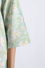 Green Floral Hand Block Printed Cotton Kurta