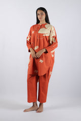 Rust Floral Poplin Tunic