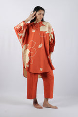 Rust Floral Poplin Tunic