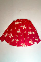 Red Floral Poplin Kaftan Top