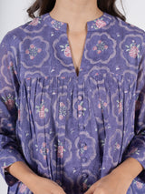 Cotton Hand Block Printed Top - Purple